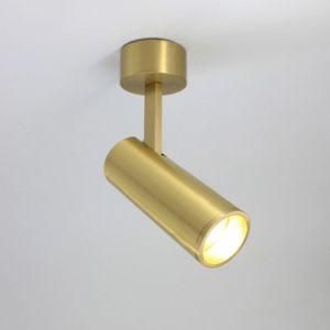 Solid Copper Surface Mounted Spotlights Nordic Design Golden LED Adjustable Angle Ceiling Spot Lights AC 90-260V