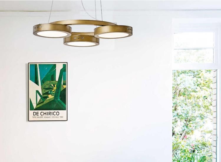 Modern Round Kitchen LED Hanging Pendant Light for Hotel Restaurant in Bronze Finished