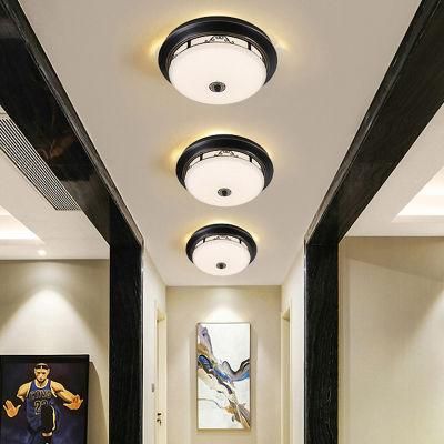 Modern Luxury Paint Black Round Iron 2.4G Home Glass Ceiling Lamp