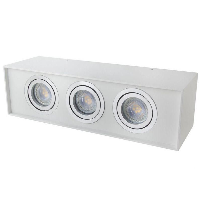 High Quality Ceiling Spotlight Square LED GU10 Downlight Fixture 3 Heads for Shops
