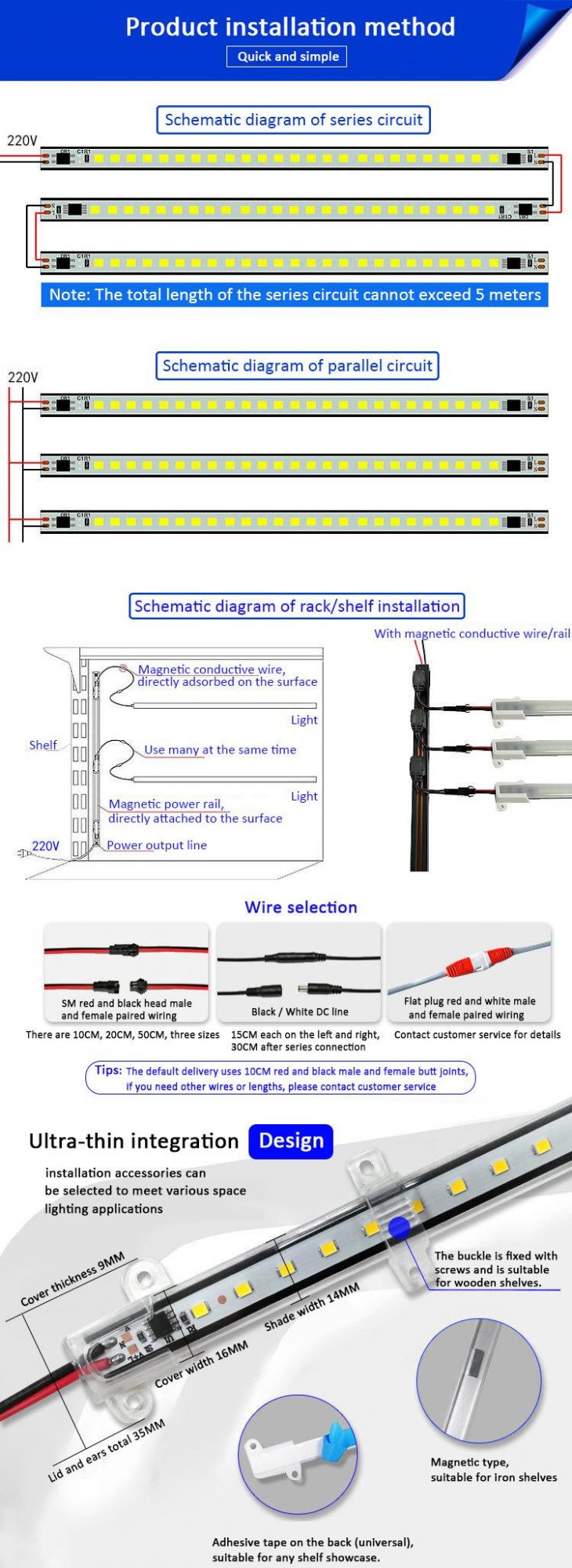 220V Milk Hard Light Bar 144 LED Decorative Lighting Drive Free Supermarket Shelf Lighting
