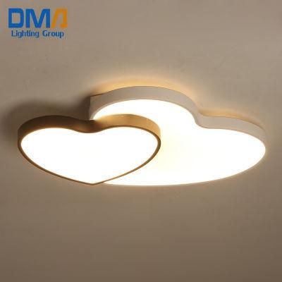 Unique Double Heart Design Factory Price Children Bedroom Study Room Flush Mount LED Ceiling Light Fixture
