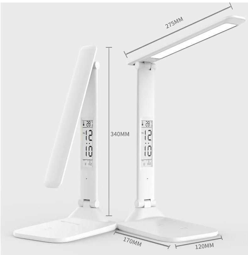 Folding Computer Desk Light Reading Lamps with Thermometer Calendar and Alarm Clock