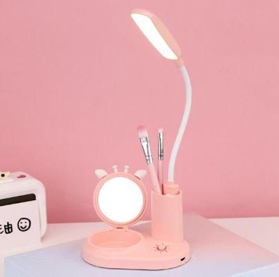 Mini Makeup Mirror Pen Holder LED Desk Light