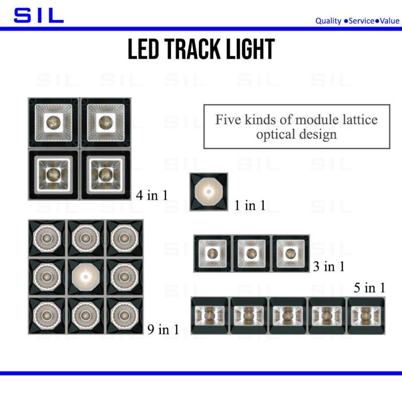 15/24/36/50 Degree Circular and 50*50/70*70/35*70 Degree Square Aperture 20watt LED Track Light