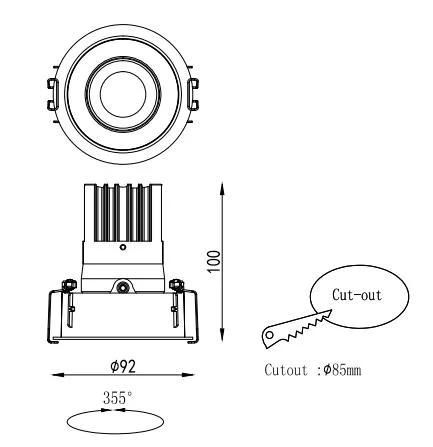 Trimless Ceiling Spotlight Series 15W LED Dimmable