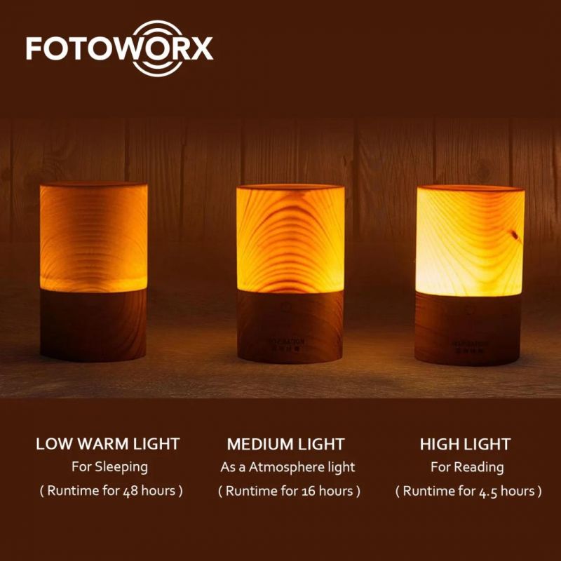 Fotoworx Genuine Wood Night Light Touch Sensor LED Bedside Lamp Light