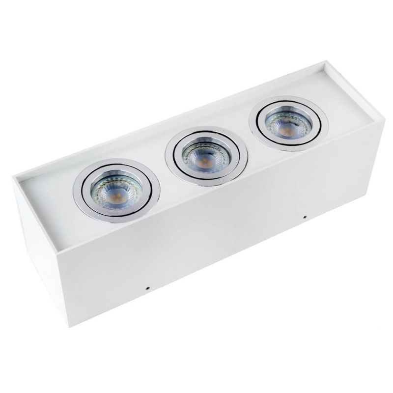 High Quality Ceiling Spotlight Square LED GU10 Downlight Fixture 3 Heads for Shops