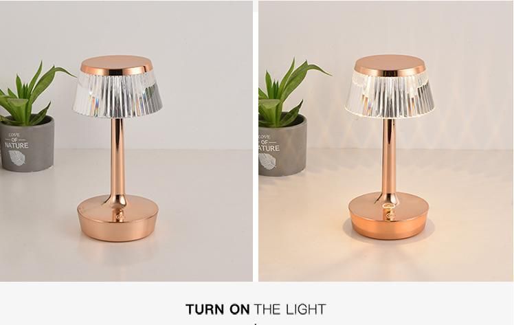 USB Atmosphere Table Lamp LED Touch Night Lights Bar Coffee Store ABS Rechargeable LED Crystal Cordless Lamps Table Restaurant Battery Operated Desk Light