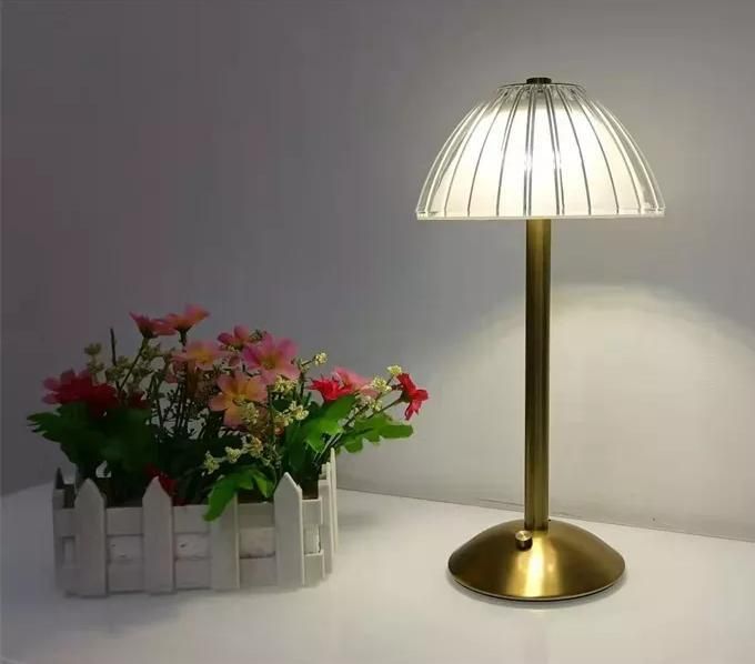Creative Retro LED Bar Table Lamps Charging Restaurant Outdoor Desk Crystal Rechargeable Bedside Desk Lamp Touch Sensor Portable Cordless Battery Night Light