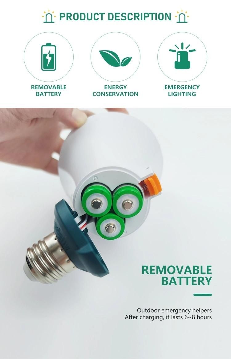 Intelligent Emergency LED Bulb Light with Removeable Battery 1.3