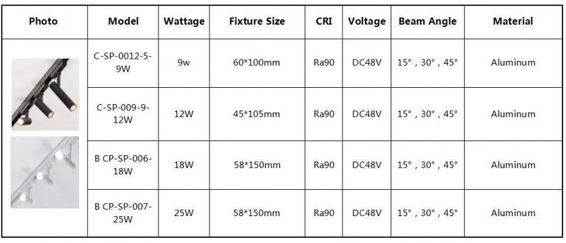 Spotlight Easy Installation and Removal Safety Ra90 Track Spotlight Magnetic Track Light Without Magnetism Low Voltage DC48V Black Bridgelux Chip Spotlight DIY