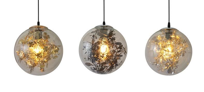 Hot Selling Modern E27 Glass Chandelier Romantic Home Art Deco Pendant Light for Cafe Living Room Dining Room