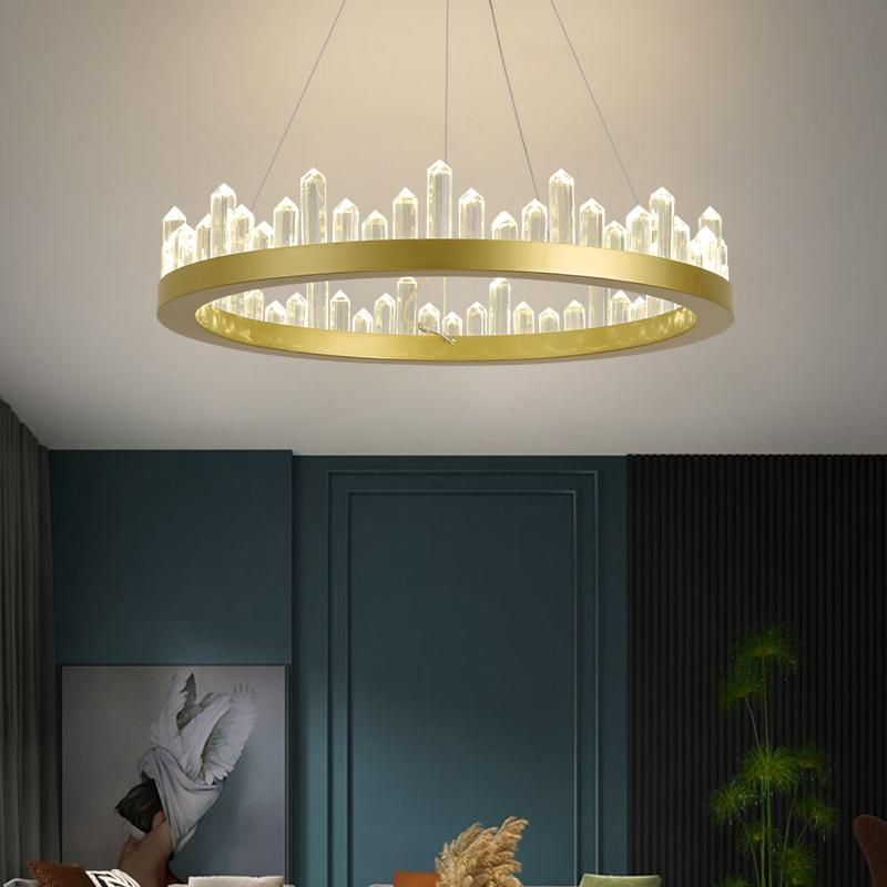 Black Gold Color Creative Iceberg Crystal LED Pendant Hanging Lights Chandelier Decoration Lighting Lamp for Dining,Villa, Living Room,Bedroom,Office,Restaurant