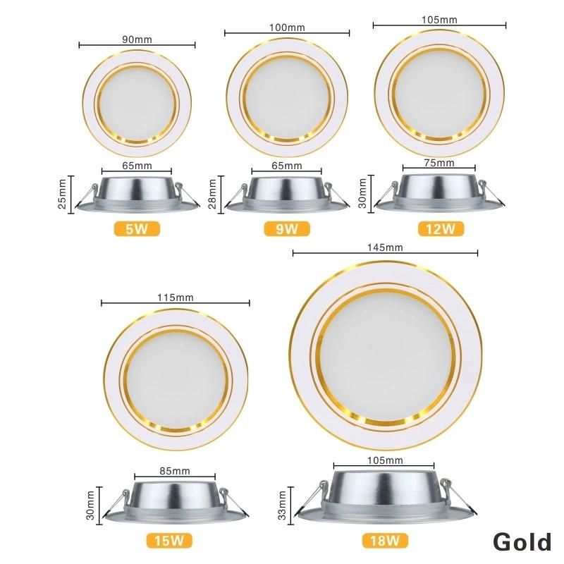 Dob AC220-240V Ceiling Recessed Downlight Round Slim Panel Light 12W LED Downlight IP44 Home Store Use