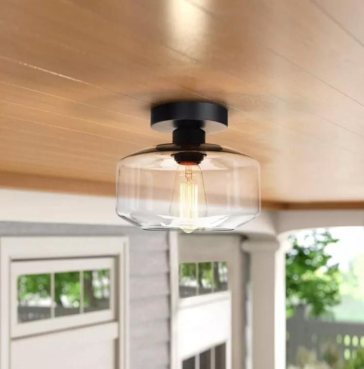 Amazon Hot Sale Industrial Ceiling Light Fixture Modern Clear Glass Shade Ceiling Lamp