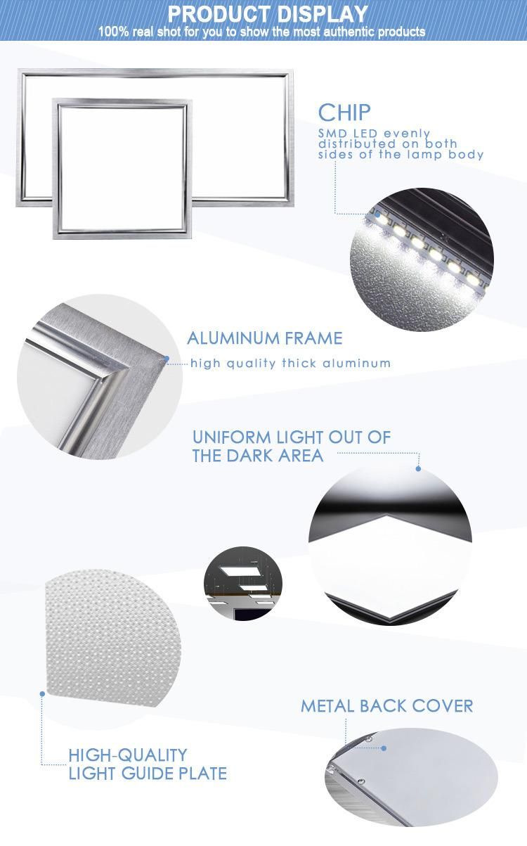 300*600mm 600*1200mm 300*1200mm 36W Embedde Panel LED Light PF0.9 90lm/W CRI80