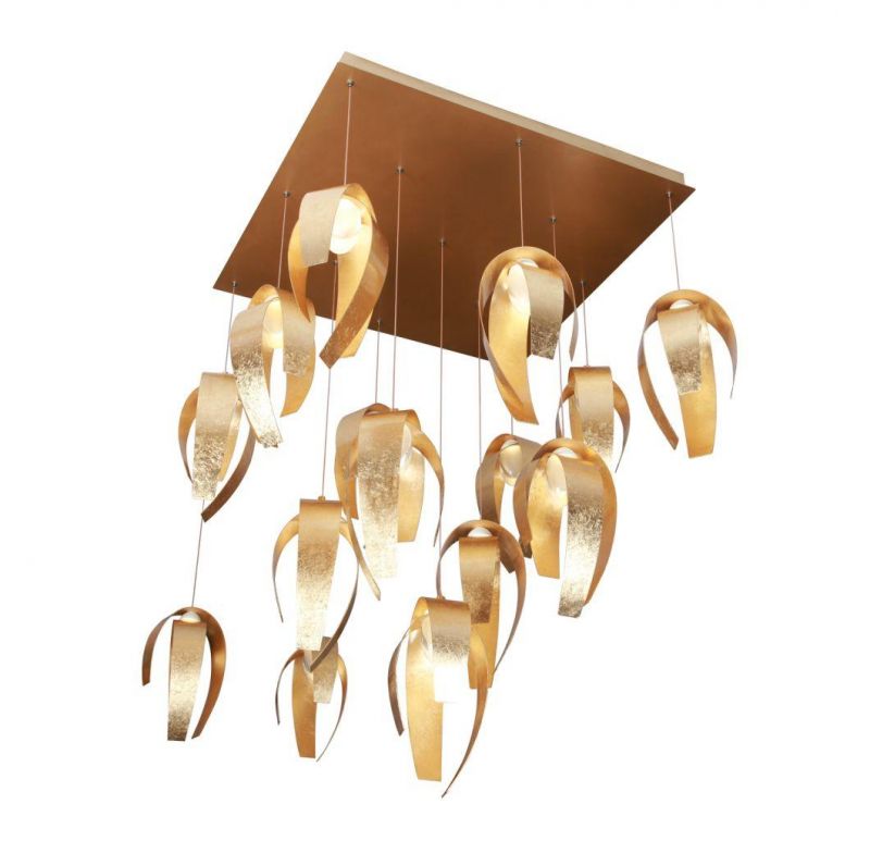 Masivel Rolled Gold Design Modern Chandelier for Hotel Lobby