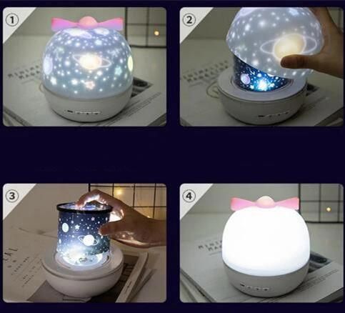 Star Night Light Projector 6 Films 360 Degree Rotating Nursery Projecting Lamp Remote Control