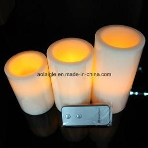 Yellow Flameless 3 Set Wax Candle LED with Remote Control