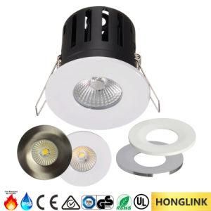 90mins Fire Rated IP65 Waterproof Recessed Dimmable 8W Die-Cast Aluminum Fire Rated LED COB Downlight