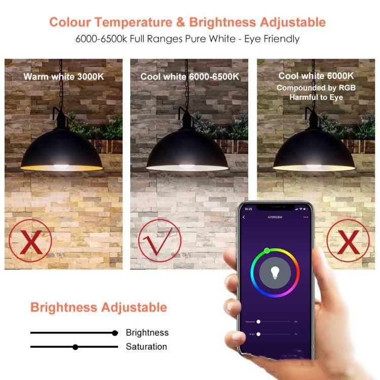 Google Home APP Remote Control Smart Bulb WiFi A60 9W