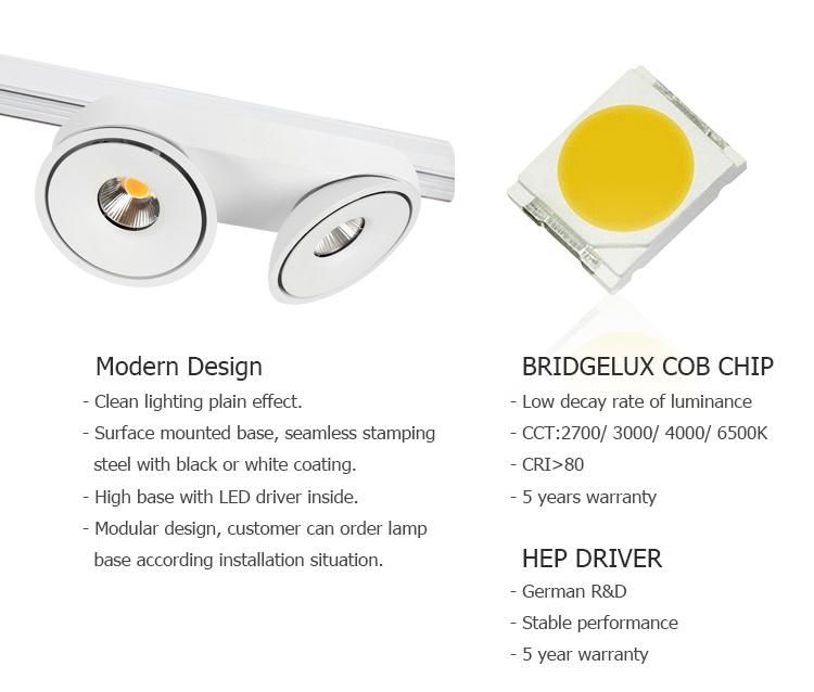 Manufacturer with 5 Years Warranty for Clothes Store CE TUV SAA 15W 3000K 3 Phase 4 Wire Adjustable Dimmable LED Tracklight