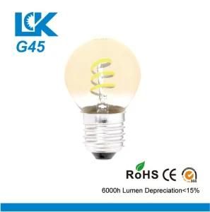 2W 180lm G45 New Spiral Filament Retro LED Light Bulb