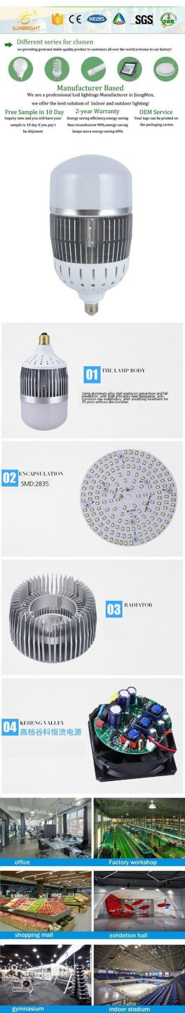 High Power Aluminum LED Light with Ce RoHS