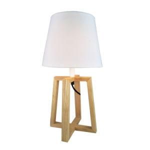 Modern Wooden Fabric Lamp Shade Desk Lamp for Bedroom Hotel Home Decoration