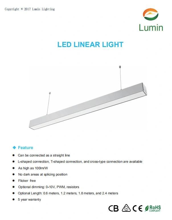 40W 0.6m LED Trunking Linear Light for Home/ Office/ Meeting Room Lighting