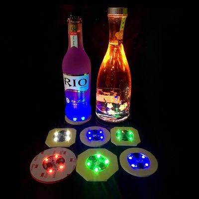 Light up Cup Coaster, LED Flashing Wine Bottle Sticker, LED Bottle Pads