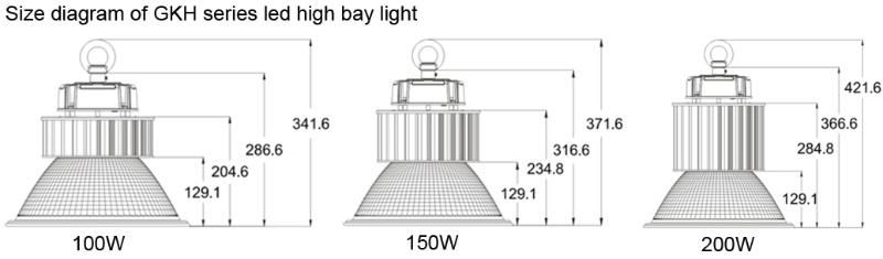 Wide Voltage 100V 120V 240V 277V 347V 480V 150lm/W Dimmable High Power Ceiling LED High Bay Light for Indoor Industrial Factory Workshop Warehouse Lighting 150W