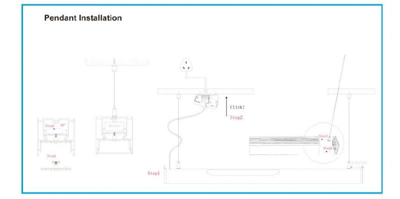 40W 75*75mm Dimmable Pendant LED Linear Trunking Light