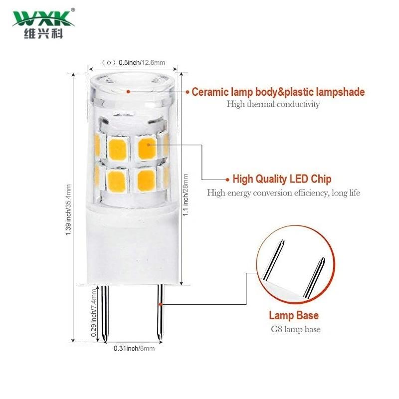 G8 G9 G4 LED Light Bulb 2 Watts - G8 Base Bi-Pin Xenon Jcd Type LED 120V 20W Replacement Bulb for Under Counter Kitchen Lighting, Under-Cabinet Light