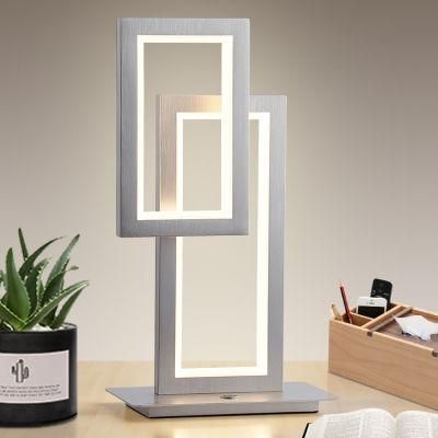 European Style Modern Indoor LED Aluminum Square Bedroom Living Room Table Lamp