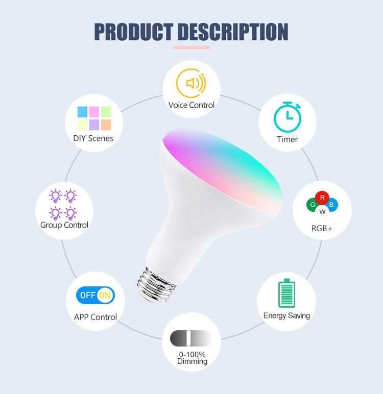 WiFi Voice Control Home Decoration Smart LED Bulb Br30