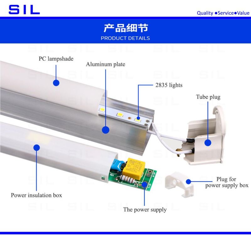 Hot Sale High Quality High Glass Matte/Opal PC Cover L900mm T8 Integrated Support Lamp 9W LED Tube Light