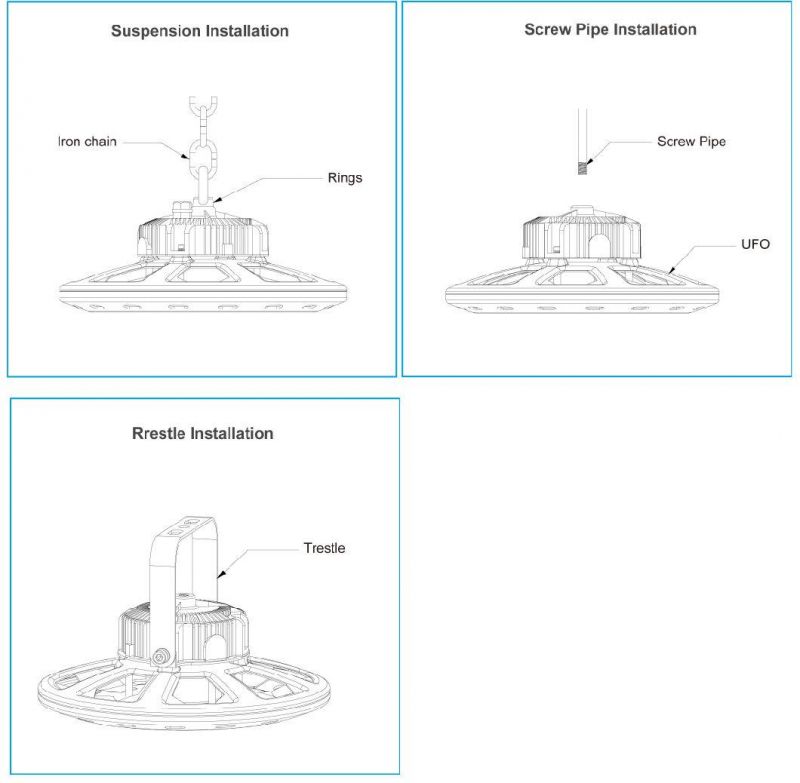 Warehouse Lighting IP65 400*194mm 200W UFO LED High Bay Light