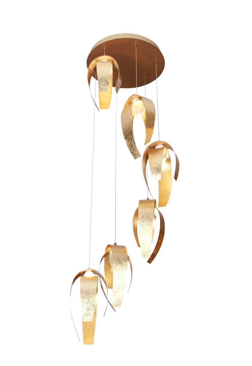 Masivel Rolled Gold Design Modern Chandelier for Hotel Lobby