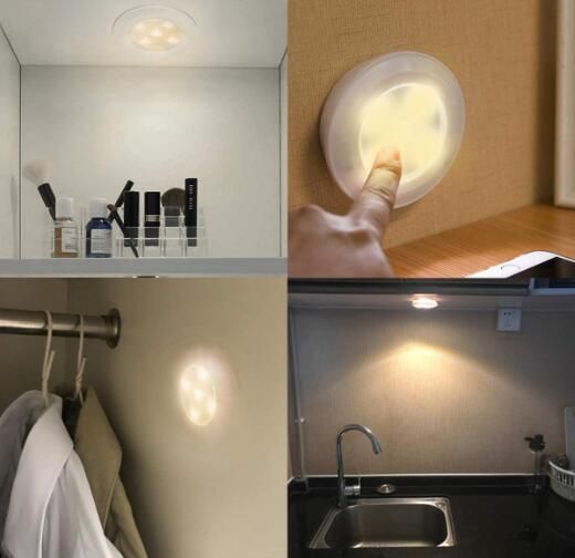 Battery Powered Wireless LED Puck Lights Remote Control Dimmable Closet Night Light