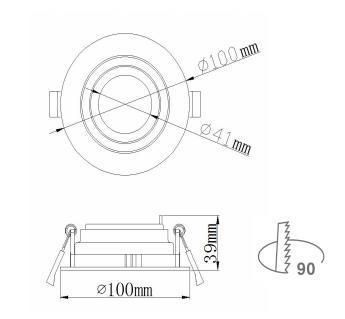 Ra19 Adjustable GU10/MR16 Housing Downlight LED Ceiling Light Fixture