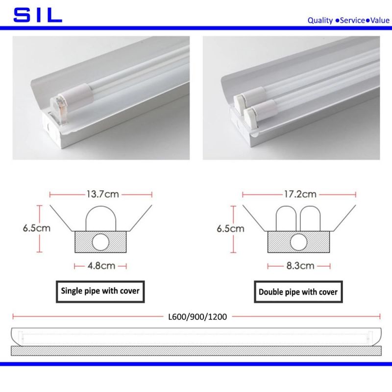 Hot Selling Super Bright Fluorescent Lamp Bracket T8 Lamp Tube 36W Double Tube with Cover Thickened Body LED Tube