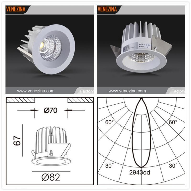 Cast Aluminum 6W, 10W LED Recessed Down Light IP44