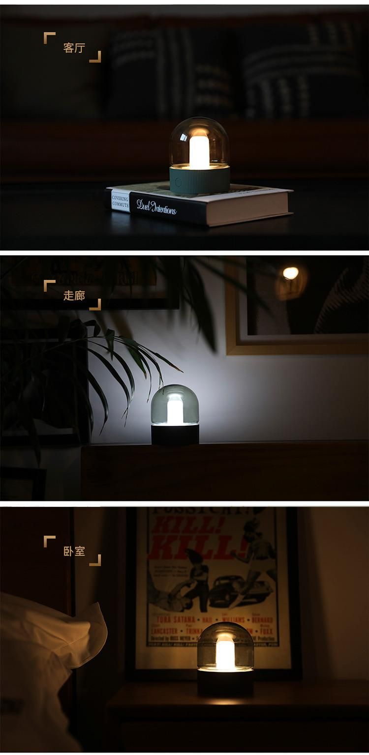 Creative Nostalgic Glass Night Light Bedroom Head with Sleeping Light Cafe Bar USB Rechargeable Breathing Night Light