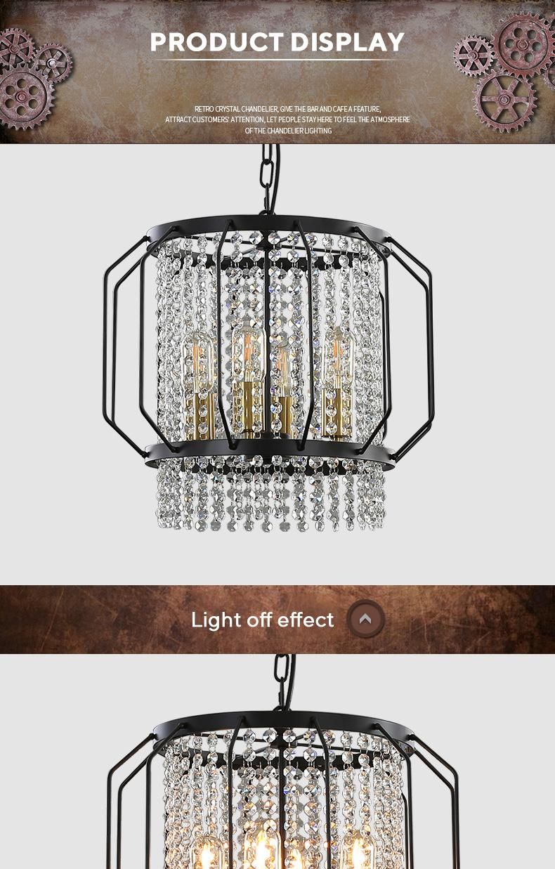 North America Crystal Chandelier Modern Hanging Pendant Light Decorative Metal Shade Pendant Lamp