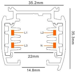 Lighting Track Rail 3 Circuit 4 Wire Track Light Aluminium Tracks