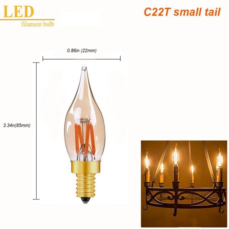 2200K Gold Tint C22t Candle LED Lamp