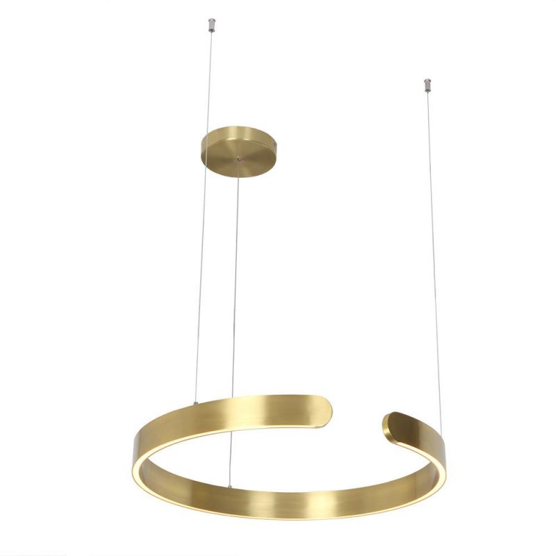 Masivel Lighting Modern Pendant Light C Shape Brass Decorative LED Chandelier Light
