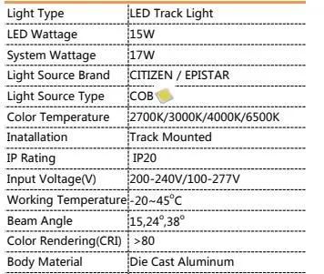 Hot Sale Dali Triac 1-10V Dimming 17W LED Track Light High Quality Spotlight